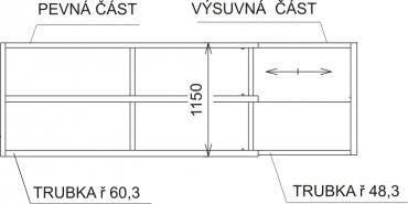 Three-rail partitioning wall - adjustable length 1,4-2m