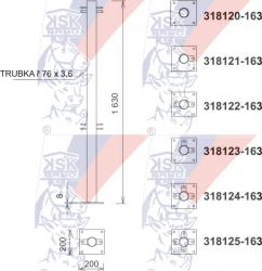 Tabular post with corner attachment – length 1,63m – tube diametral 76mm