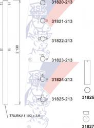 Tabular post with corner attachment – length 2,13m – tube diametral 76mm